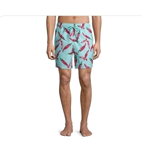 George Other - GEORGE Aqua all over print chili peppers swim trunks size 3XL (48-50)